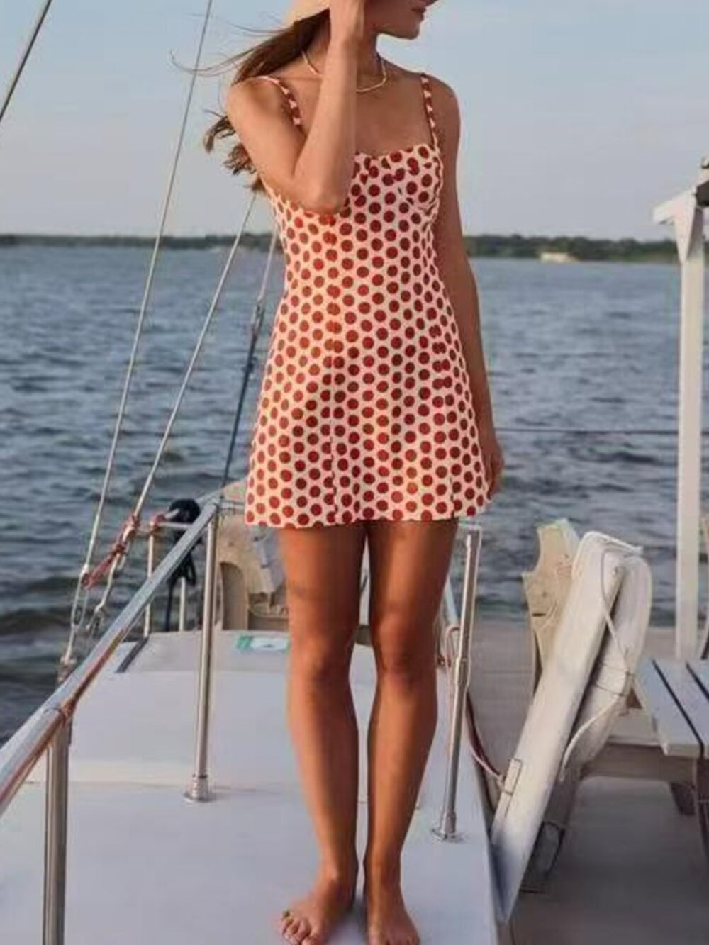 Cara Cara NYC Claudine Mini Dress 0/4/8 Celeste Spot Red Polka Dot - Picture 5 of 13